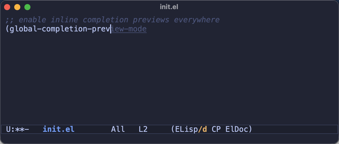 Ghost text suggesting the rest of a symbol as you type