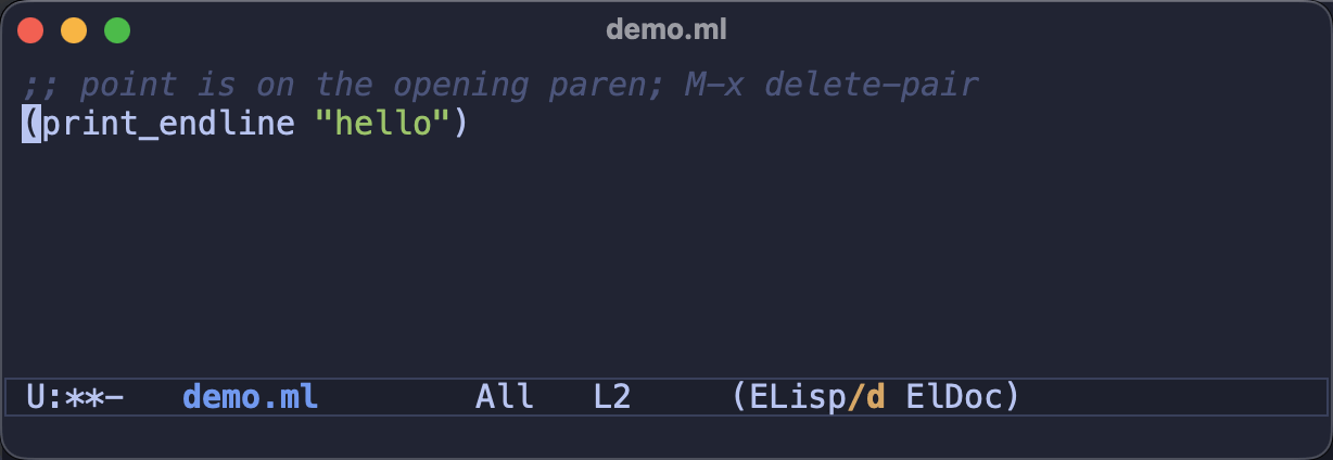 delete-pair removing both parentheses at once