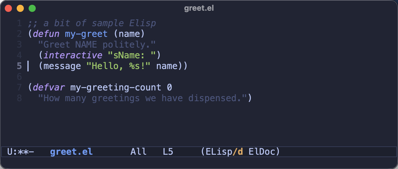 A buffer with absolute line numbers