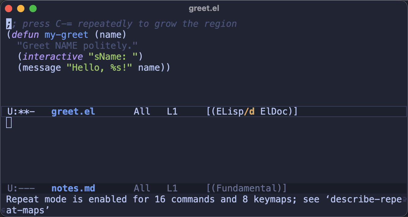 Cycling windows with C-x o and then just o
