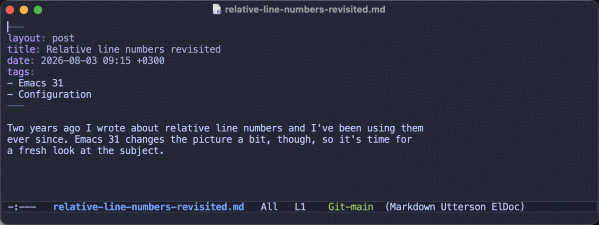 Publishing a draft with utterson: the file is renamed with today's date, the front matter date is updated, and git records a rename